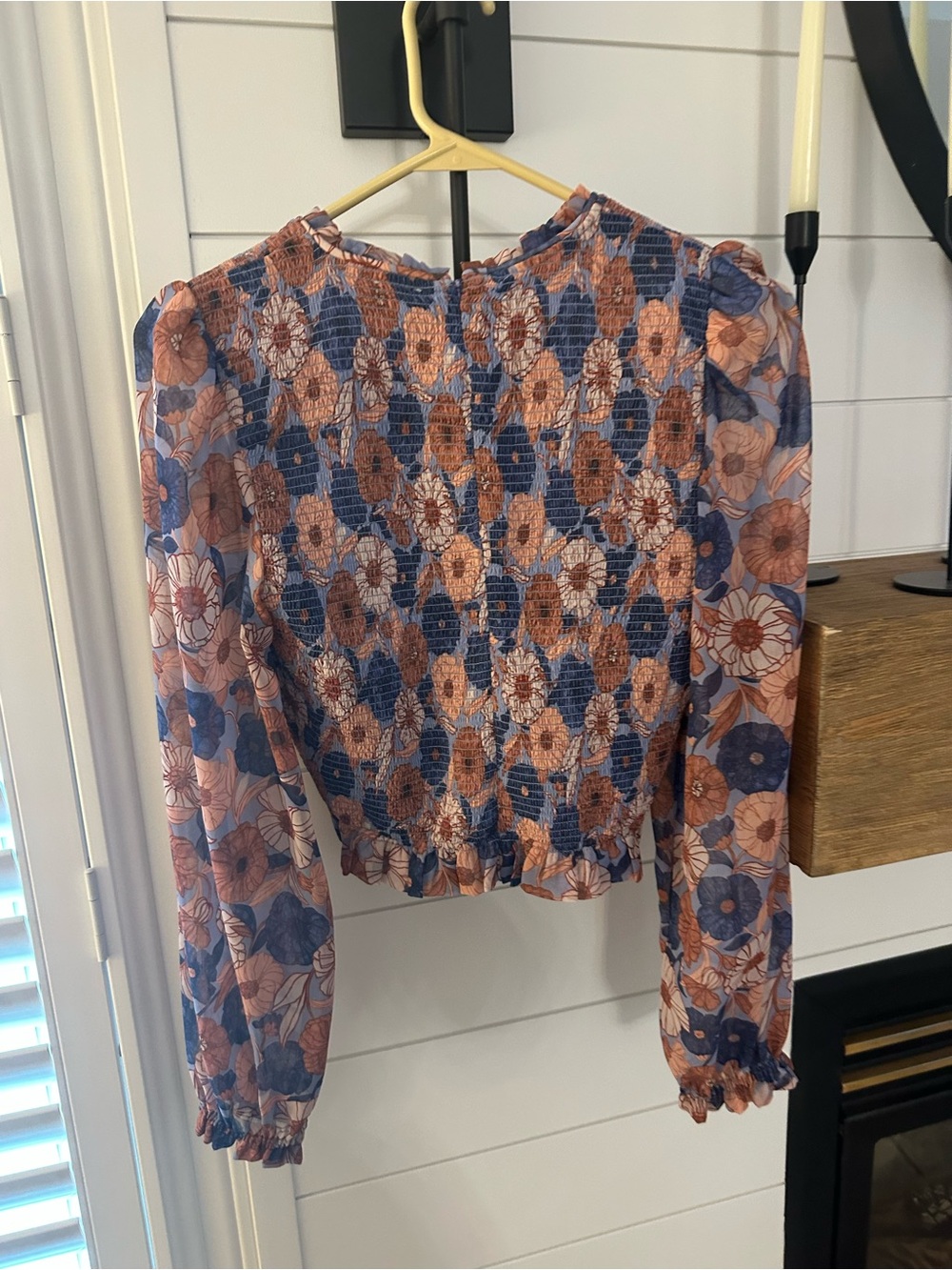 Wilfred TEMPEST Blue & Peach Floral Smocked Blouse - Picture 2 of 3
